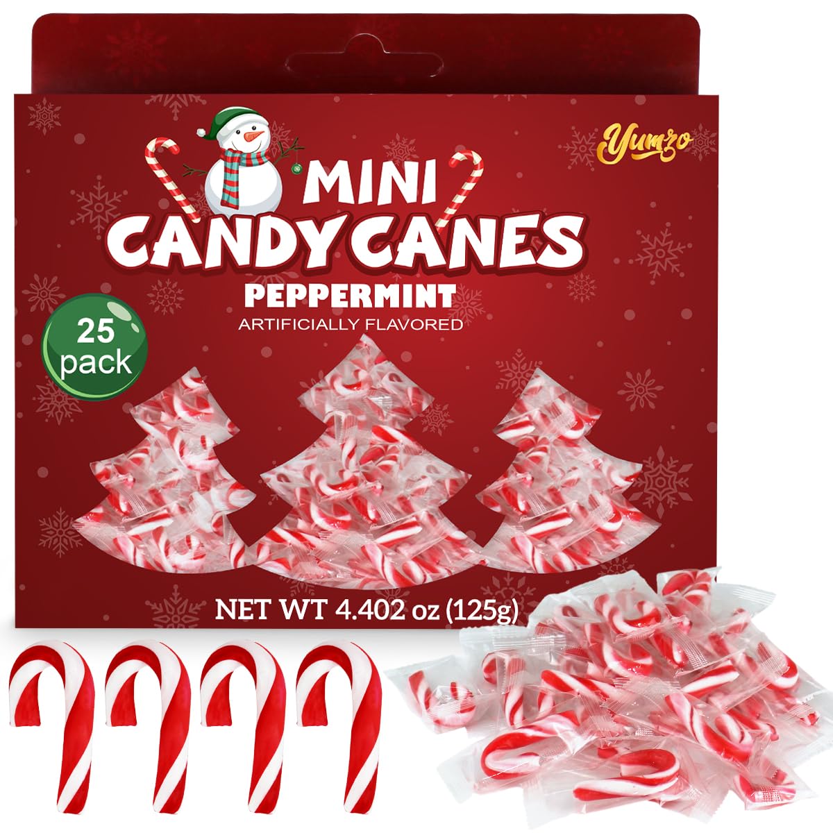 Christmas Mini Candy Canes Classic Red & White Peppermint Flavor for Holiday Family Indulgement - Small Candy Canes Individually Wrapped for Kids
