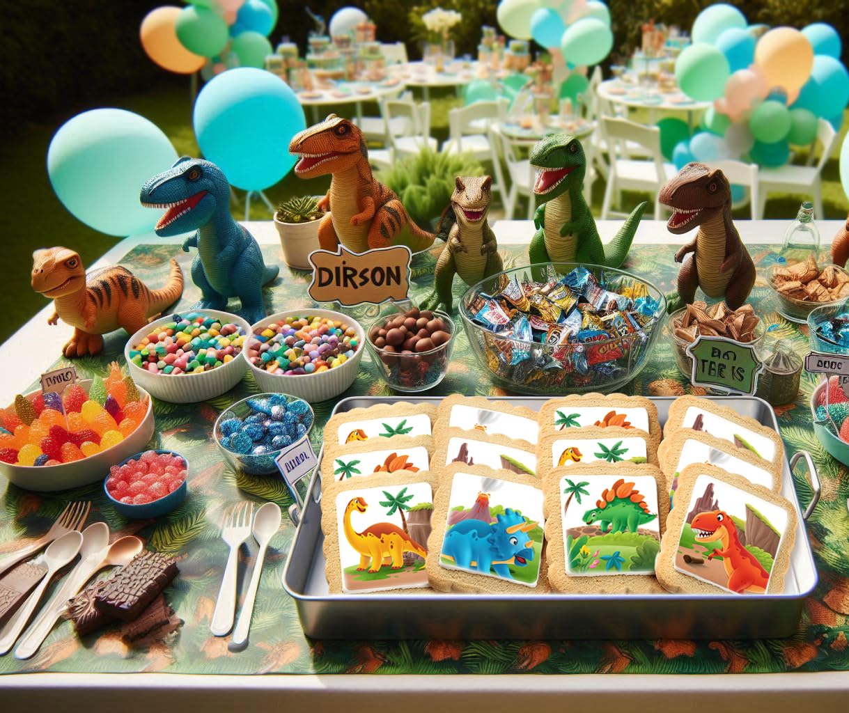 Dinosaur Cookies Individually Wrapped Dino Jurrasic themed Theme Party Favors 24 Pack Bulk for Kids Birthday Party Sugar Cookie T-Rex