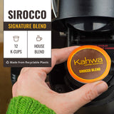 Kahwa Coffee Sirocco Medium Dark Roast House Blend, Single-Serve Coffee Pods for Keurig Brewers, 12 pods