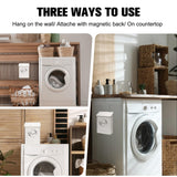 Holismo Magnetic Lint Bin for Laundry Room, Metal Lint Trash Can with Lid for Dryer, Wall Mounted Lint Holder Box with Lint Brush, Modern Farmhouse