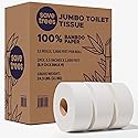 Save Trees Jumbo Toilet Paper Commercial Rolls - Bamboo, 12 Rolls per Case, 1000 Feet Non-Perforated, 2-ply, White, Bulk Toilet Paper for Commercial
