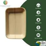 Charity Leaf Eco-Friendly Palm Leaf Trays - 9"x6" (25-Pack) | Elegant Bamboo-Inspired Platters | Premium Quality, Biodegradable | Perfect
