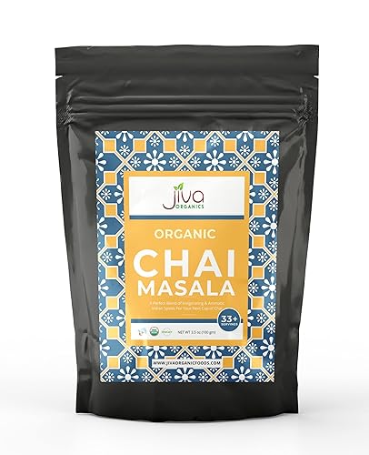 Jiva Organic Traditional Masala Chai Tea Powder Spice Blend 3.5 Ounce - Made with All Organic Spices - Easy Indian Tea Preparation