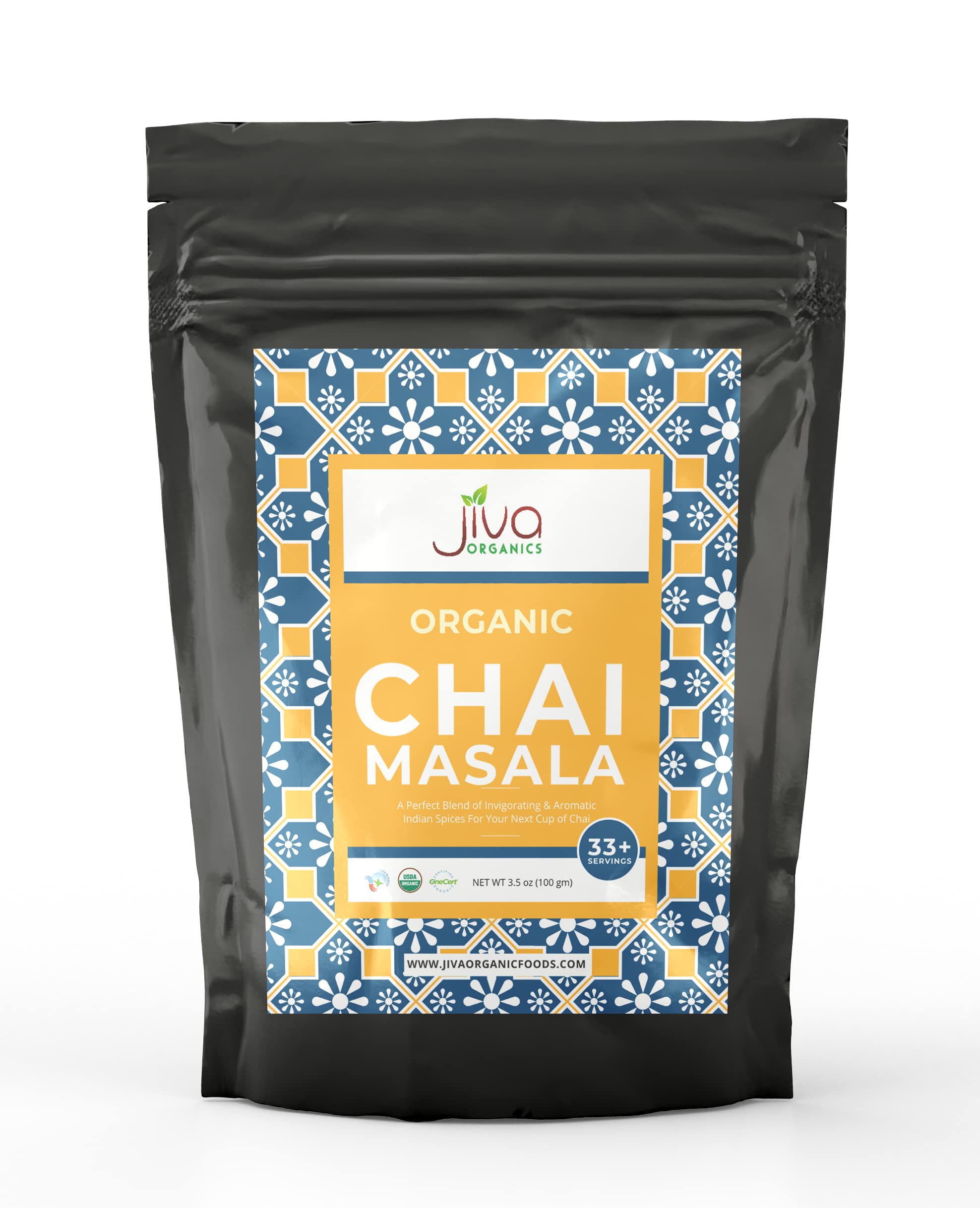 Jiva Organic Traditional Masala Chai Tea Powder Spice Blend 3.5 Ounce - Made with All Organic Spices - Easy Indian Tea Preparation