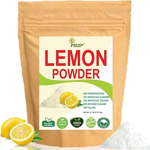 Indus Farms Lemon Juice Powder - Made from Real Lemons, Fine Easy-Mix Powder for Drinks, Lemonade & Baking - Consistent Citrus Flavor for Marinades