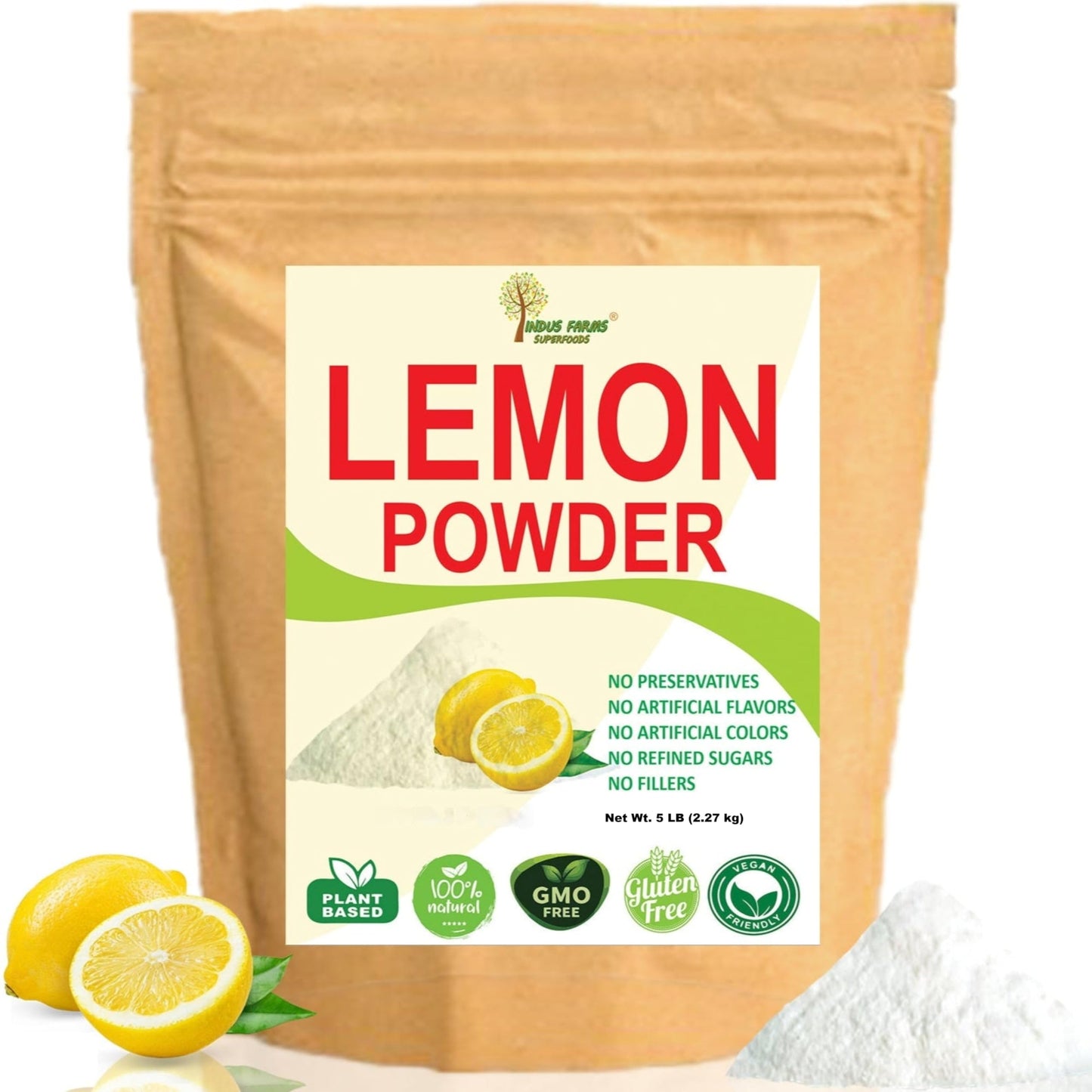 Indus Farms Lemon Juice Powder - Made from Real Lemons, Fine Easy-Mix Powder for Drinks, Lemonade & Baking - Consistent Citrus Flavor for Marinades