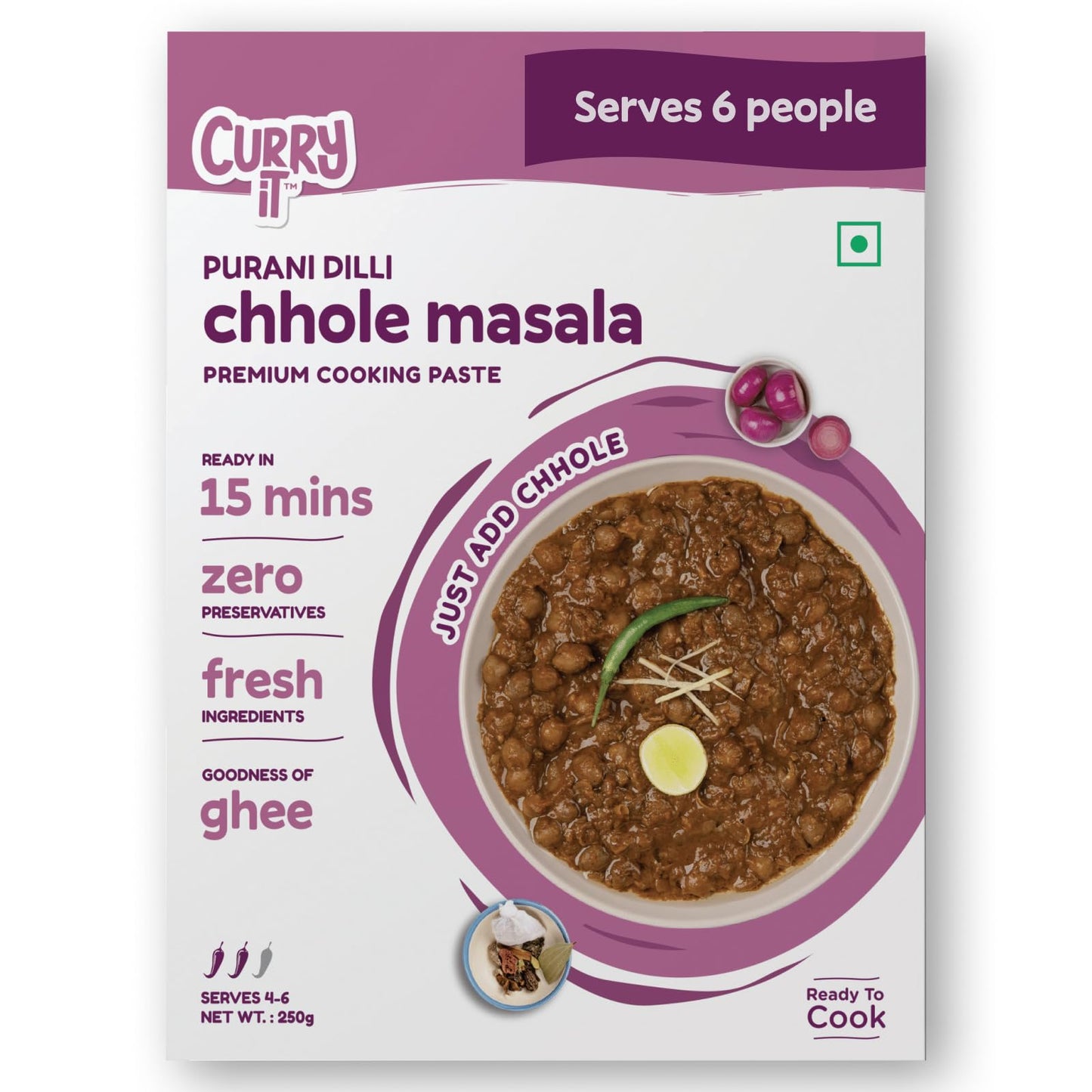 CURRYiT Vegetarian Combo | Chole Masala, Dal Makhni, Butter Paneer, Punjabi Kadhai Masala & Rajma | Ready in 15 Mins | Made with Ghee | Ready To Cook