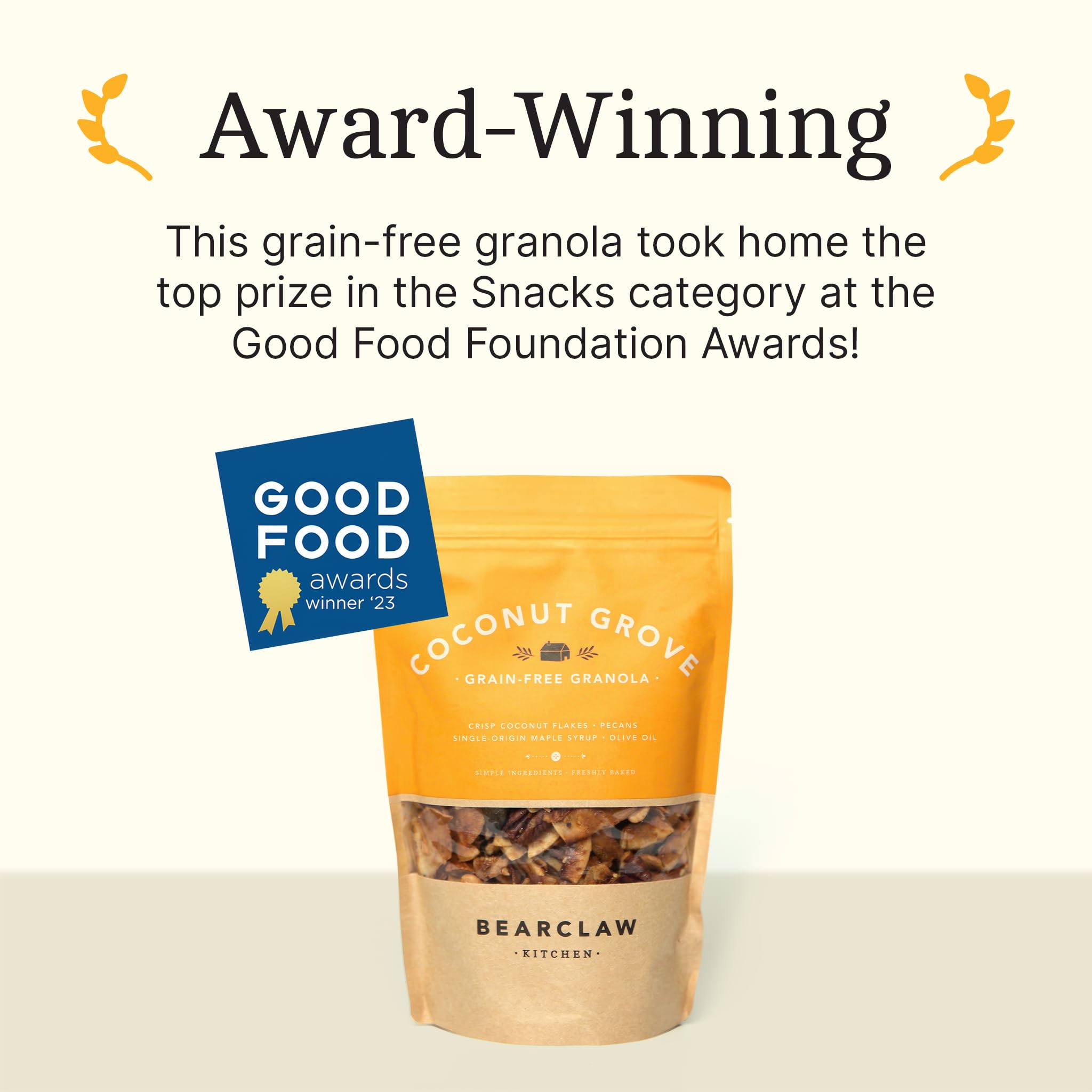 Bearclaw Kitchen Coconut Grove Granola 3-Pack - Grain-Free Maple Coconut Granola with Roasted Nuts & Seeds - Vegan, Refined Sugar-Free Snack - Good