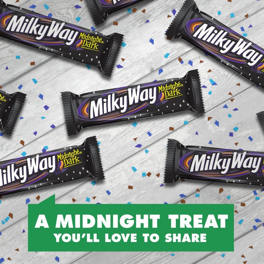 MILKY WAY Dark Chocolate Candy Bars, Midnight Dark, Full Size, 1.76 oz (Pack of 24) Chocolate Bars Bulk