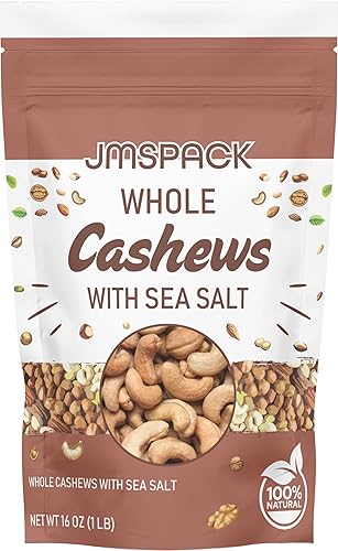 JMSPACK - Whole Cashews with Sea Salt, 16 Ounces (1 Lb)