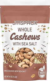 JMSPACK - Whole Cashews with Sea Salt, 16 Ounces (1 Lb)