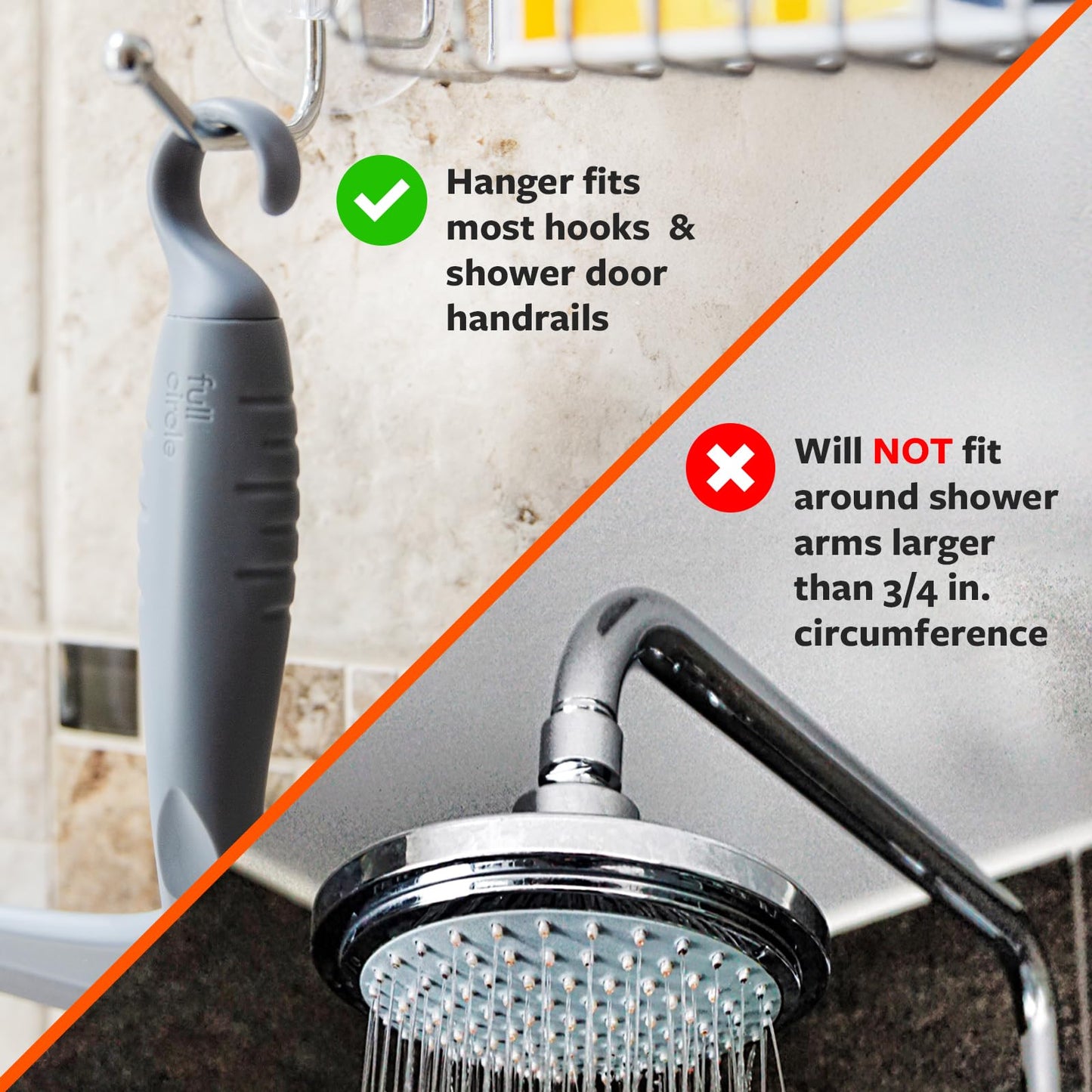 Full Circle Clean Ocean Squeegee - Shower, Glass, Window, Tile, Windshield - Streak-Free Finish with Rotating Hook for Easy Storage