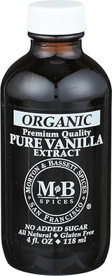 Morton & Bassett Organic Pure Vanilla Extract | Premium Bourbon Vanilla for Baking & Beverages | Gluten Free, Salt Free, Non-GMO | 4 fl oz Bottle