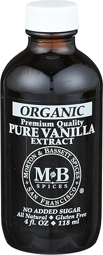 Morton & Bassett Organic Pure Vanilla Extract | Premium Bourbon Vanilla for Baking & Beverages | Gluten Free, Salt Free, Non-GMO | 4 fl oz Bottle