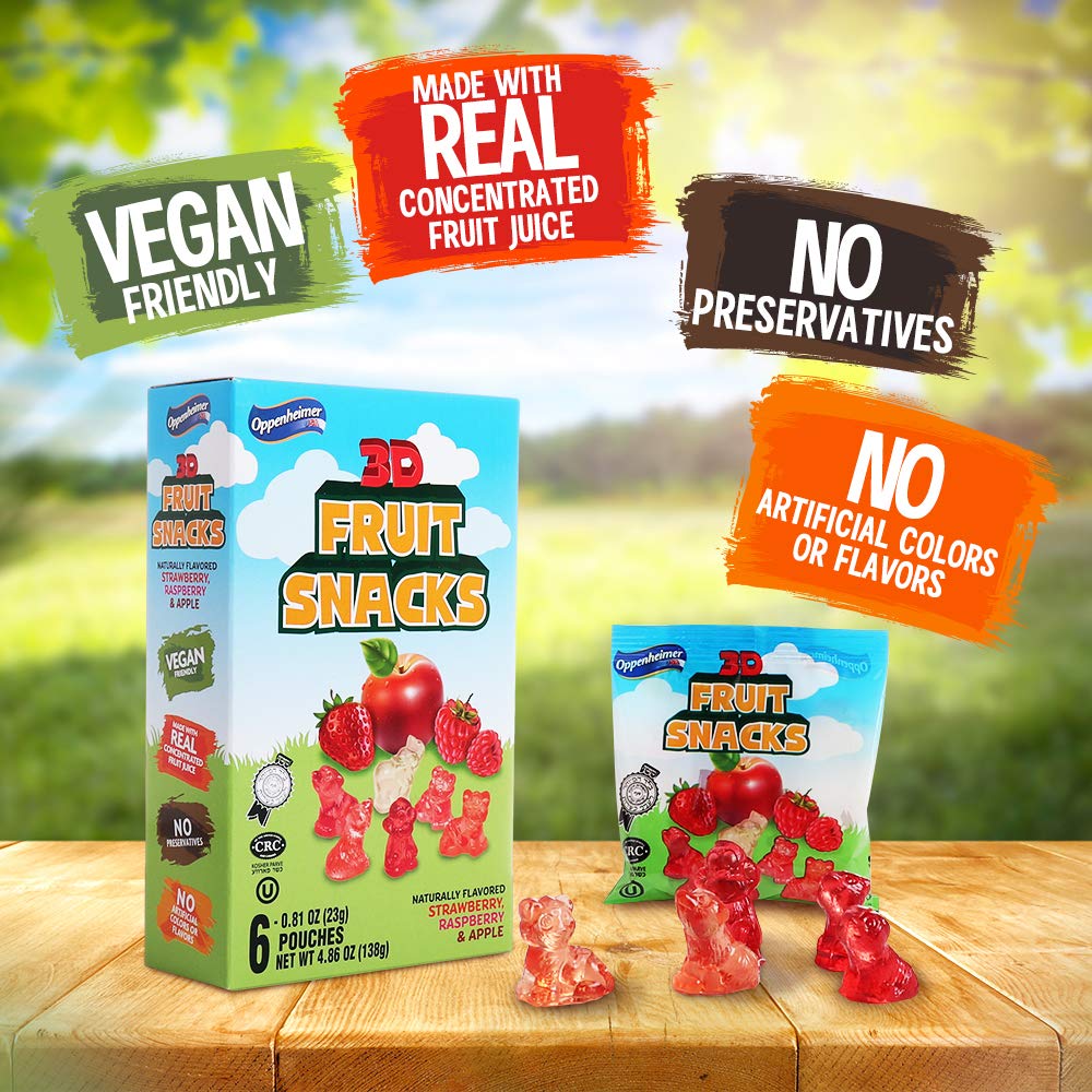 Fruit Snacks 3D Animals Gummy Candy Gift Box Snack, Kosher, Naturally Flavored, Made With Real Concentrated Fruit Juice, No Artificial Colors or