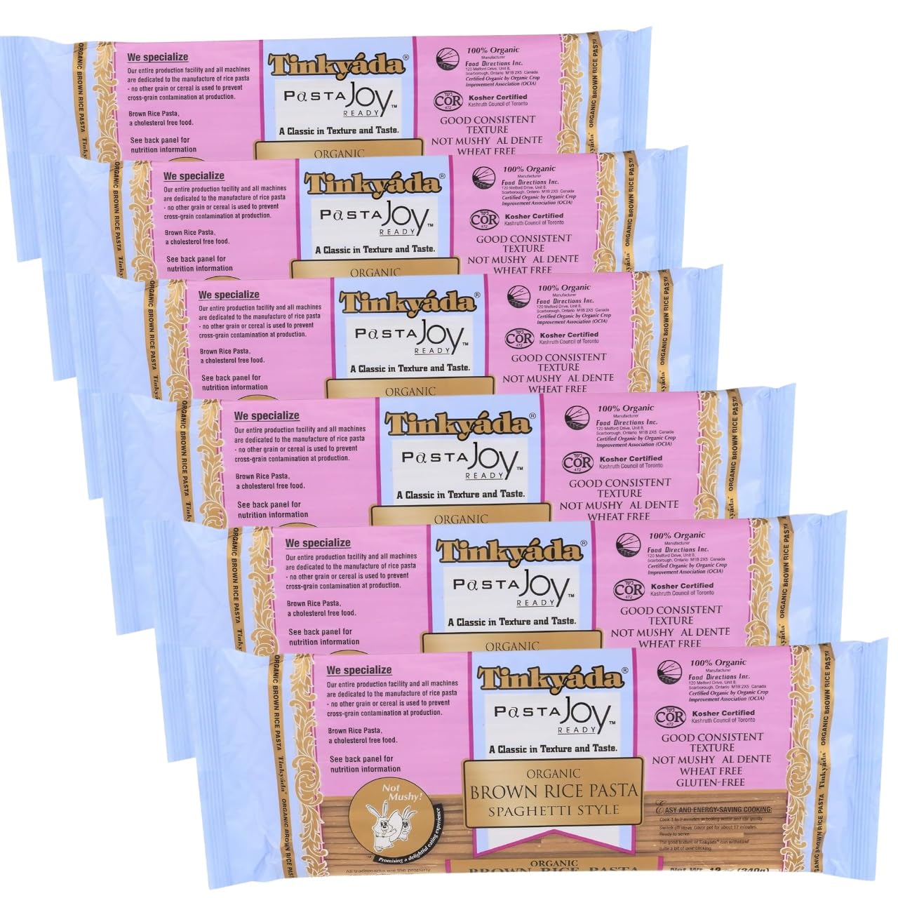 Brown Rice Spaghetti 12 oz - Organic Pasta for Salad and Pantry Staples - Rice Noodle Alternative - Dry Spaghetti for Everyday Cooking - Pack of 6
