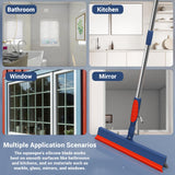 FibreDeep Floor Squeegee for Concrete Floor, 15.8" Large Heavy Duty Squeegee for Floor with 60" Adjustable Handle, 2-in-1 Silicone & EVA Blade