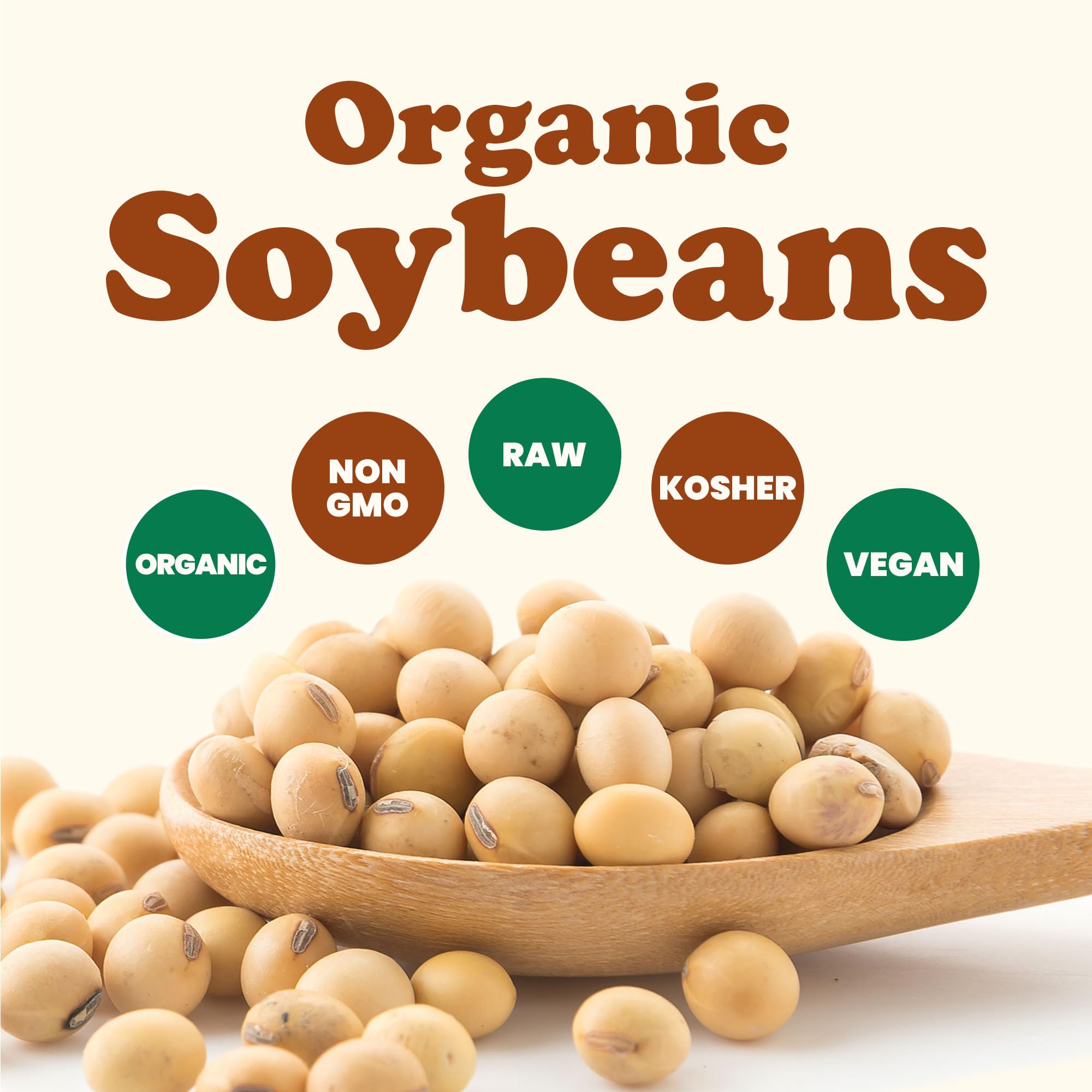 Food to Live Organic Soybeans, 5 Pounds - Dry Soy Beans, Pure and Natural, Nutritious Snack, High-Protein, Perfect for Soy Milk, Tofu, Cooking, Baking