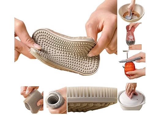 2-Pack Silicone Sponge, Non-Scratch Scrubber & Heat Resistant Pot Holder, Double-Sided Cleaner for Kitchen, Dishes, Pots, Pans, Fruits & Vegetables
