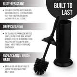 Splash Home Kolva Stainless Steel Toilet Brush with Holder, Bowl Scrubber with Durable Cleaning Bristles, Hidden Brush with Splash Protective Disc