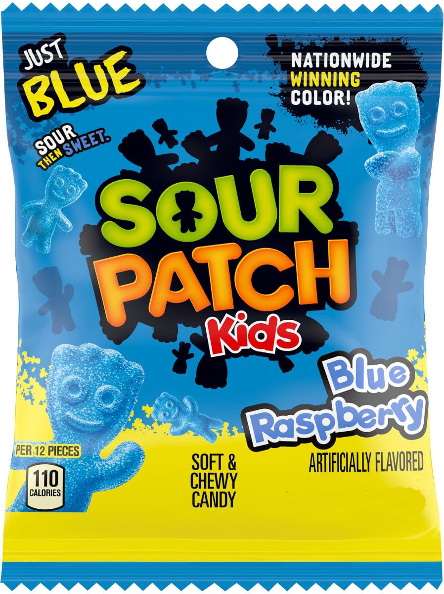 Sour Patch Kids (Pack of 3) Soft and Chewy Candy bundled by SUPERDEALS with Mystery Gift (8 oz, Blue Raspberry)