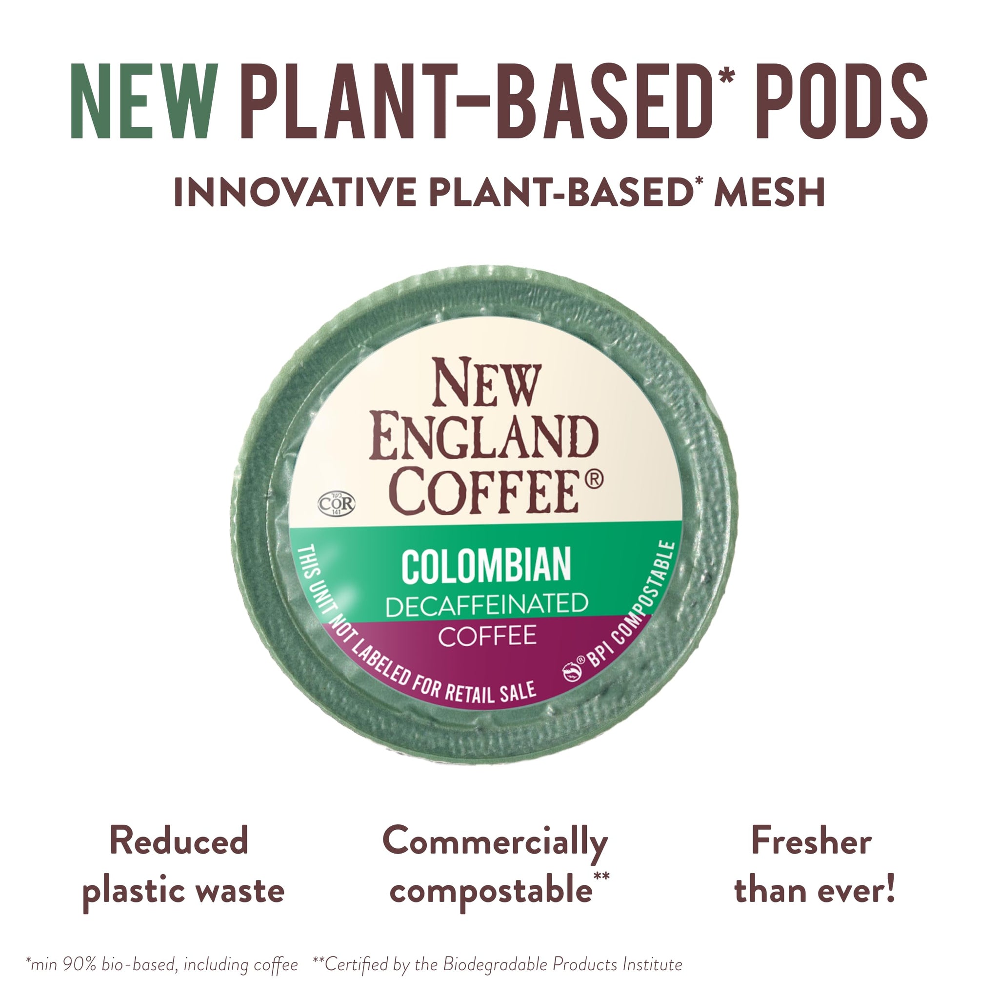 New England Coffee Colombian Decaffeinated Medium Roast Single Serve Pods, 12ct Box (Pack of 1)