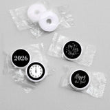 Big Dot of Happiness New Year's Eve - Silver - 2026 New Years Eve Party Round Candy Sticker Favors - Labels Fit Chocolate Candy (1 Sheet of 108)