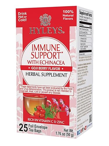 Hyleys Immunity Tea With Echinacea Goji Berry Flavor - 25 Tea Bags (1 Pack) - Support Your Immune System