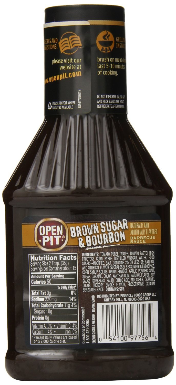 Open Pit Thick and Sweet Brown Sugar and Bourbon BBQ Sauce, 18 Ounce (Pack of 4)