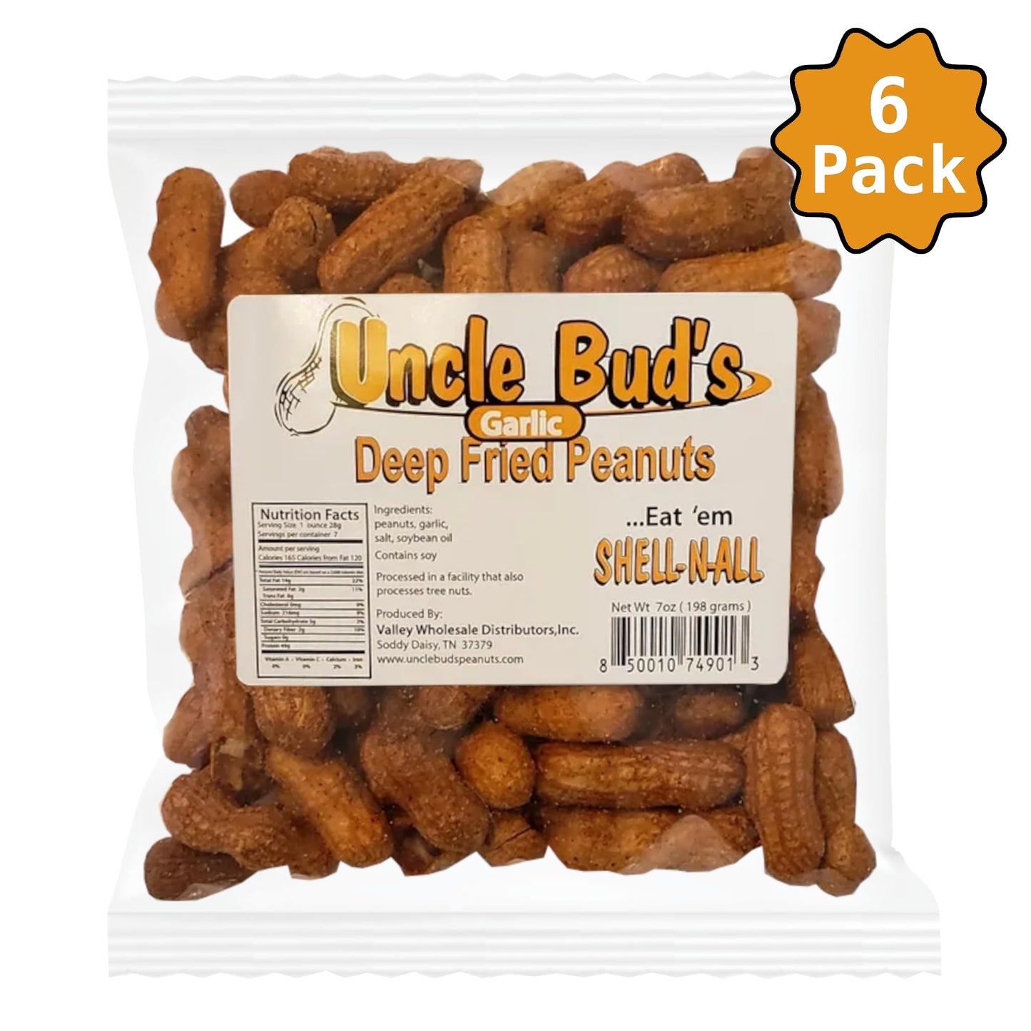 Deep Fried Peanuts -Eat em Shell & All! (Garlic) 6 PACK
