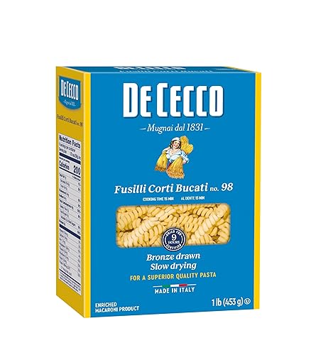De Cecco Pasta, Fusilli Corti Bucati, 1 Pound (Pack of 12)