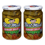 Best Maid Products - 24 Ounce Glass Jars Baby - Dill, Kosher, Hamburger Slices, Garlic Bites, Habanero Chips, & Xtreme Hot Pickles (2 Pack, Baby Dill)
