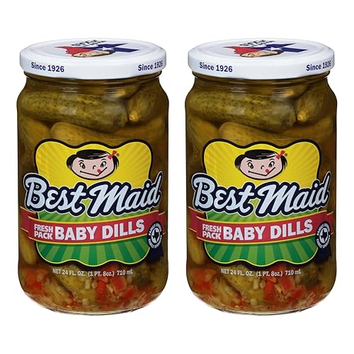 Best Maid Products - 24 Ounce Glass Jars Baby - Dill, Kosher, Hamburger Slices, Garlic Bites, Habanero Chips, & Xtreme Hot Pickles (2 Pack, Baby Dill)