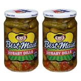 Best Maid Products - 24 Ounce Glass Jars Baby - Dill, Kosher, Hamburger Slices, Garlic Bites, Habanero Chips, & Xtreme Hot Pickles (2 Pack, Baby Dill)
