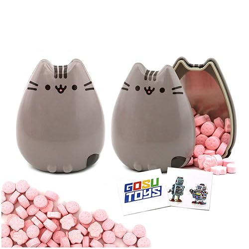 Pusheen Tin Candy (2 Pack) Sweet Strawberry Flavor Gift Stuffer with 2 GosuToys Stickers