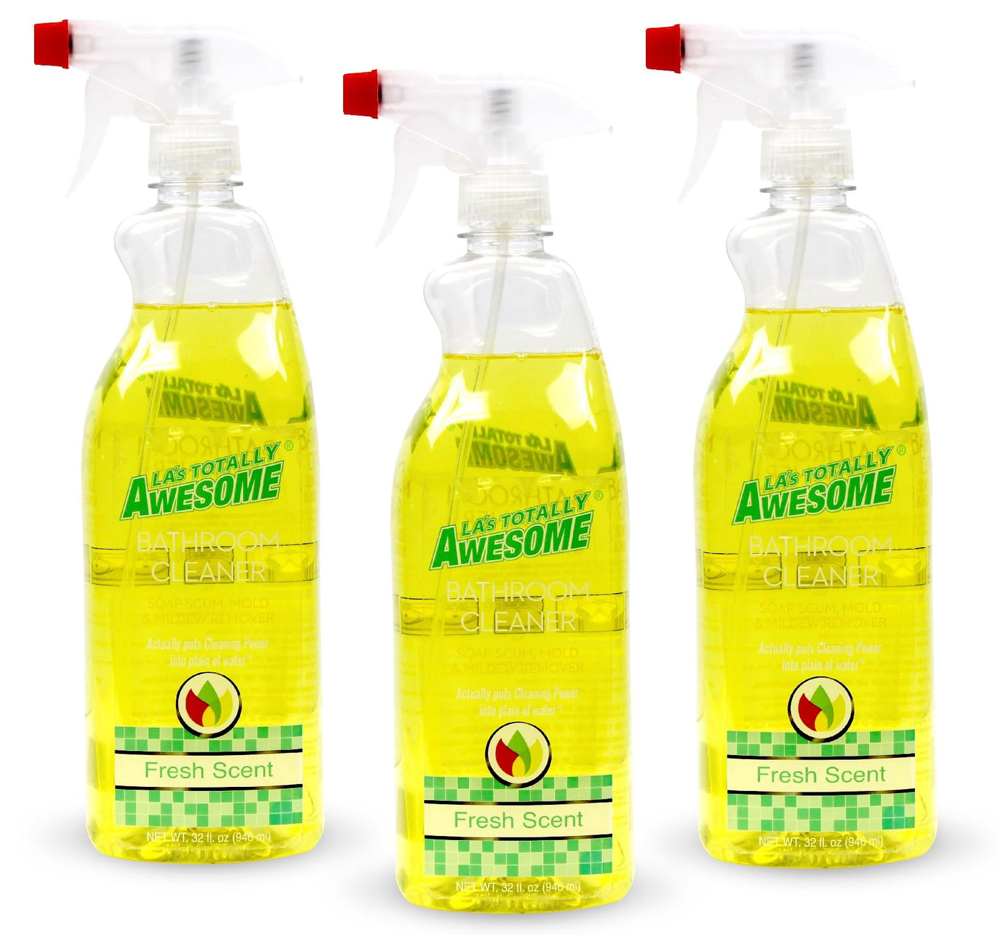 La's Totally Awesome Bathroom Cleaner, Removes Soap Scum & stubborn stains Plant-Derived Formula, 32 Fl Oz (Pack of 3)