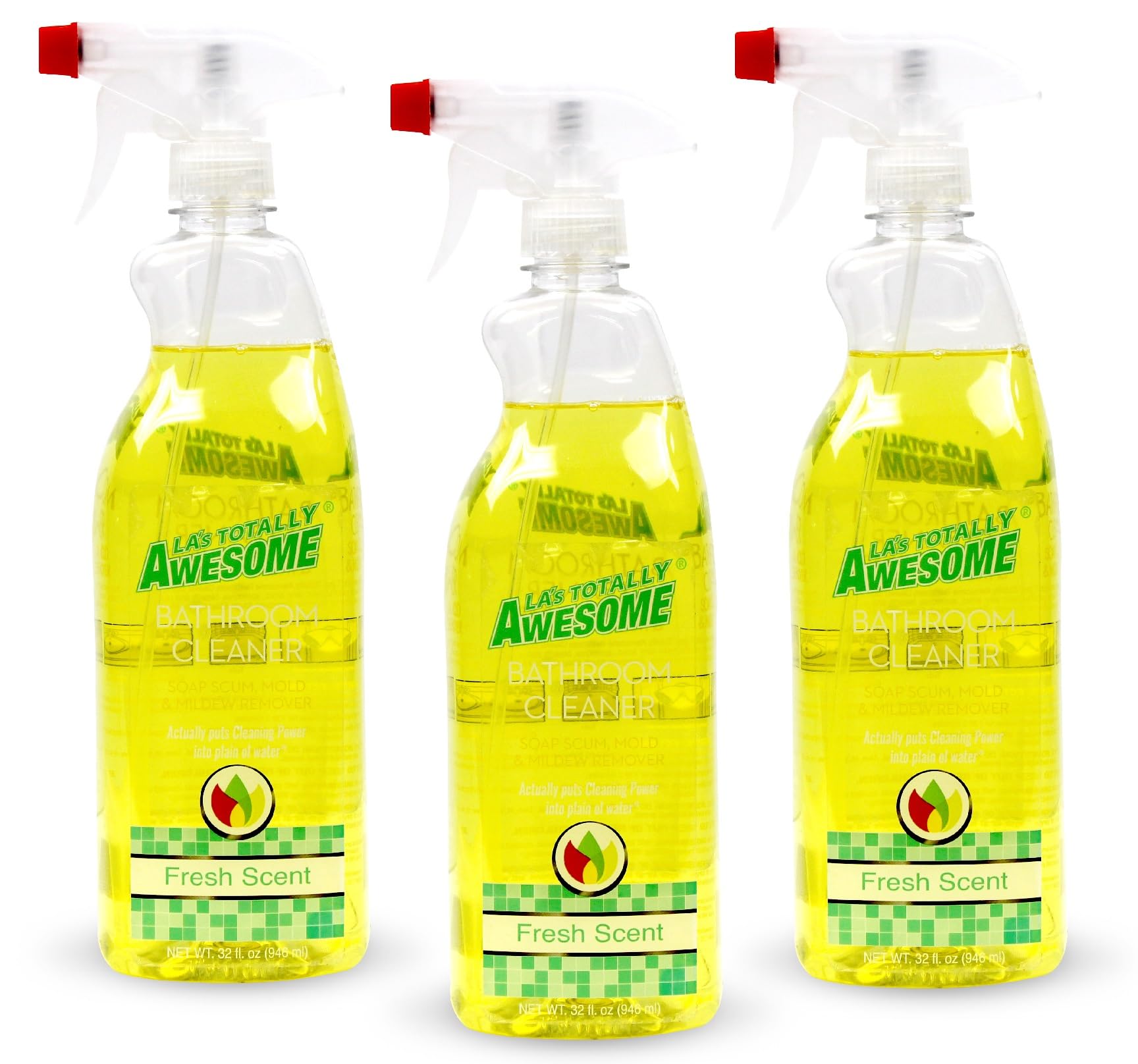 La's Totally Awesome Bathroom Cleaner, Removes Soap Scum & stubborn stains Plant-Derived Formula, 32 Fl Oz (Pack of 3)