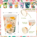 Disposable Paper Cup 9oz 48 Pcs - 6 Unique Floral Designs Drinking Cup, Perfect for Spring Birthday Parties, Easter, Bridal Showers, Weddings, Tea