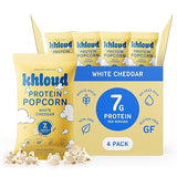Khloud Protein Popcorn - White Cheddar - 7g Protein Snacks for Adults & Kids - Flavored Popcorn Made with Real Ingredients & Milk Protein Isolate