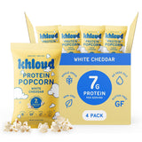 Khloud Protein Popcorn - White Cheddar - 7g Protein Snacks for Adults & Kids - Flavored Popcorn Made with Real Ingredients & Milk Protein Isolate
