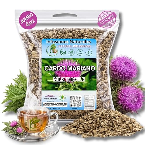 Cardo Mariano Mexican Herbal Tea - 4 oz (113g) - Authentic 100% Natural Milk Thistle Loose Leaf Tea - Wildcrafted, Non-GMO & Caffeine-Free