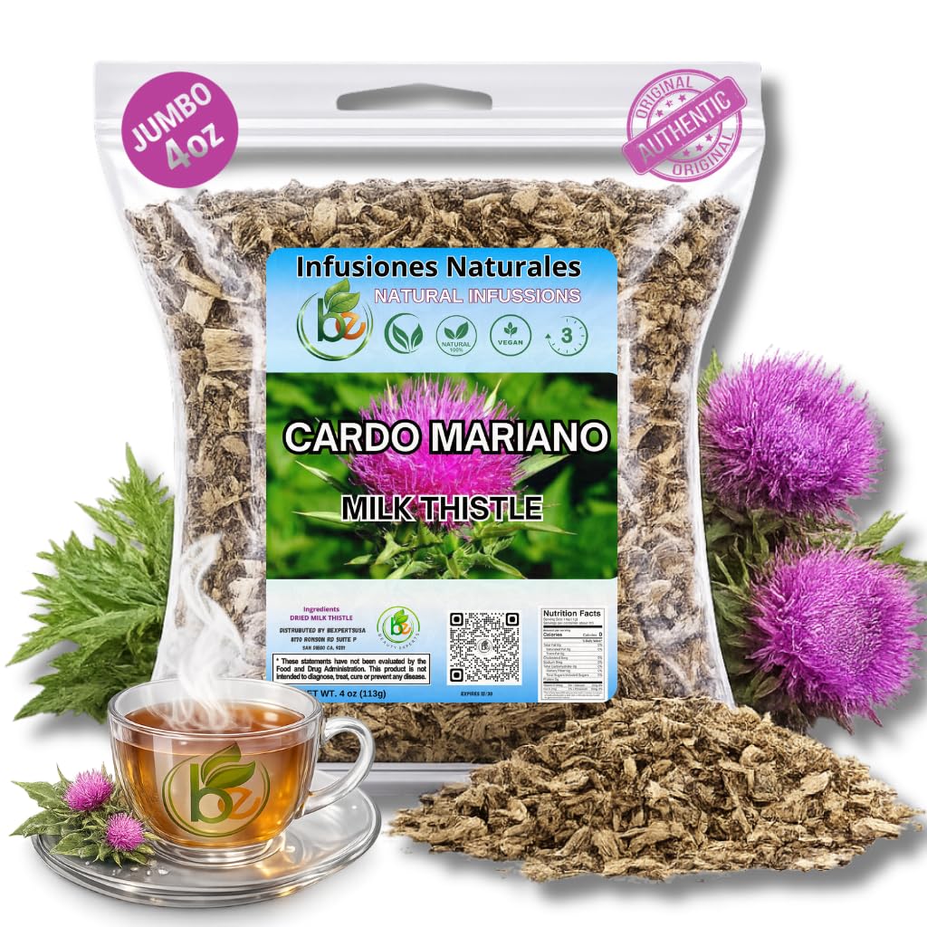Cardo Mariano Mexican Herbal Tea - 4 oz (113g) - Authentic 100% Natural Milk Thistle Loose Leaf Tea - Wildcrafted, Non-GMO & Caffeine-Free