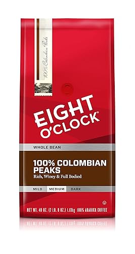 Eight O'Clock Whole Bean Coffee, Colombian Peaks, 40 Ounce