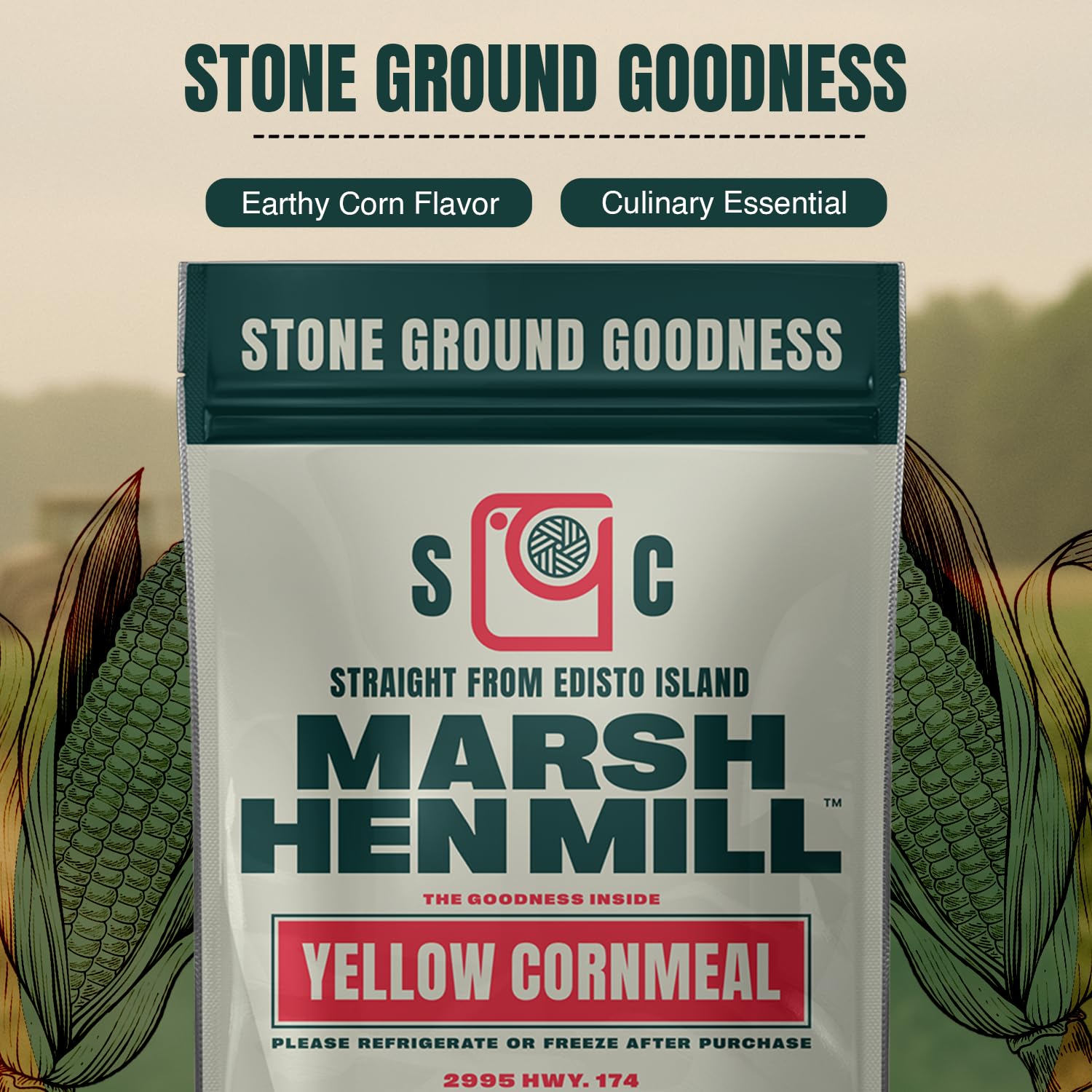 Marsh Hen Mill Stone Ground Yellow Cornmeal | Premium Heirloom Corn Flour | All Purpose Flour For Baking & Cooking | Consistent Results | Grown on