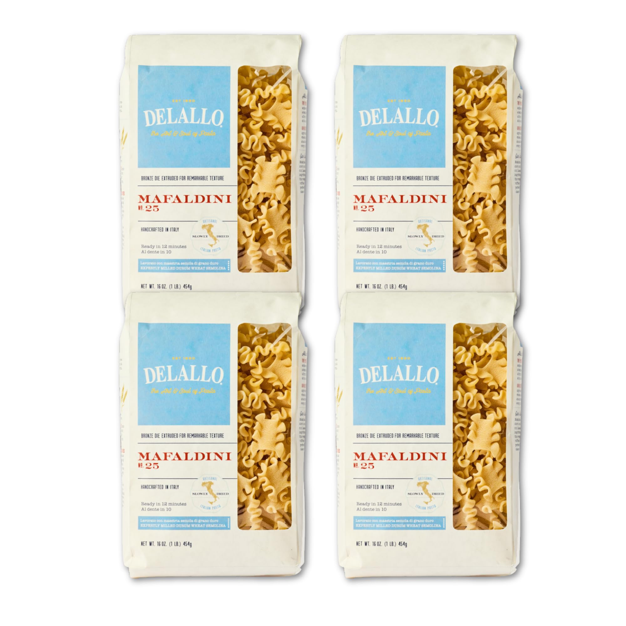 DeLallo Mafaldini Pasta, Mini Lasagna Noodles, Short Ruffle Shape, Vegan, Kosher, Non-GMO, Made in Italy with 100% Durum Wheat Semolina, Bronze Cut