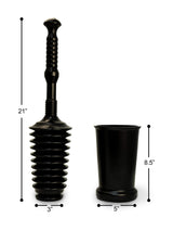 Master Plunger MP500-3TB Heavy Duty Bathroom Toilet Plunger Kit with Tall Bucket. Equipped with Air Release Valve, Black