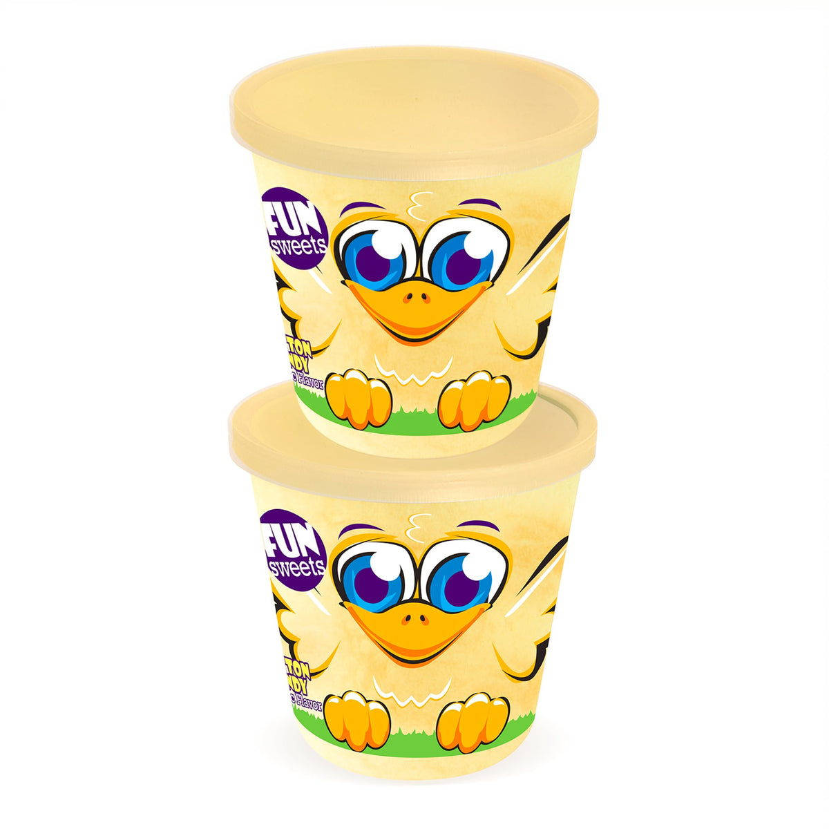 Fun Sweets Cotton Candy - 2 Pack - Chicks CottonCandy in 1.5 oz Tubs - Individual Carnival Cotton Candy Tubs