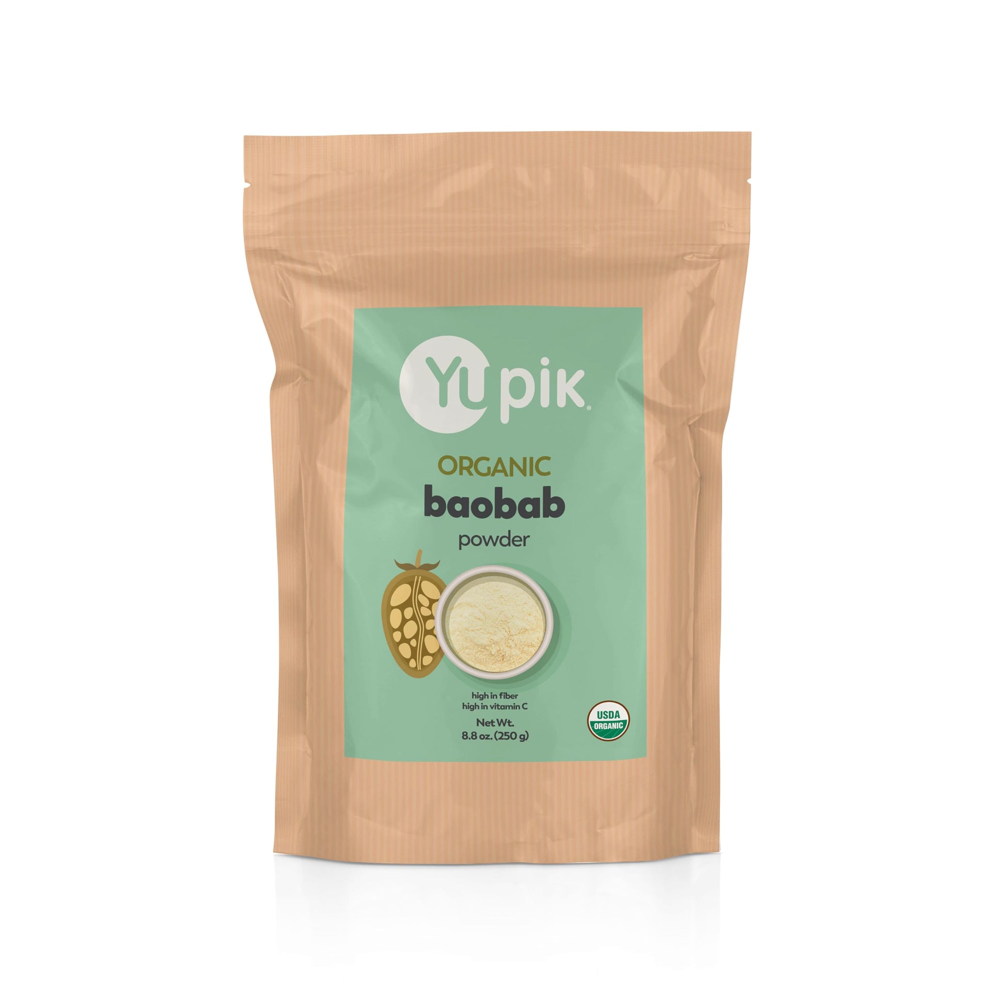 Yupik Organic Baobab Powder 8.8 oz, USDA Certified, Non-GMO, Vegan, Gluten-Free, Kosher, High in Fiber, Tart Superfood for Smoothies, Juices & Baking