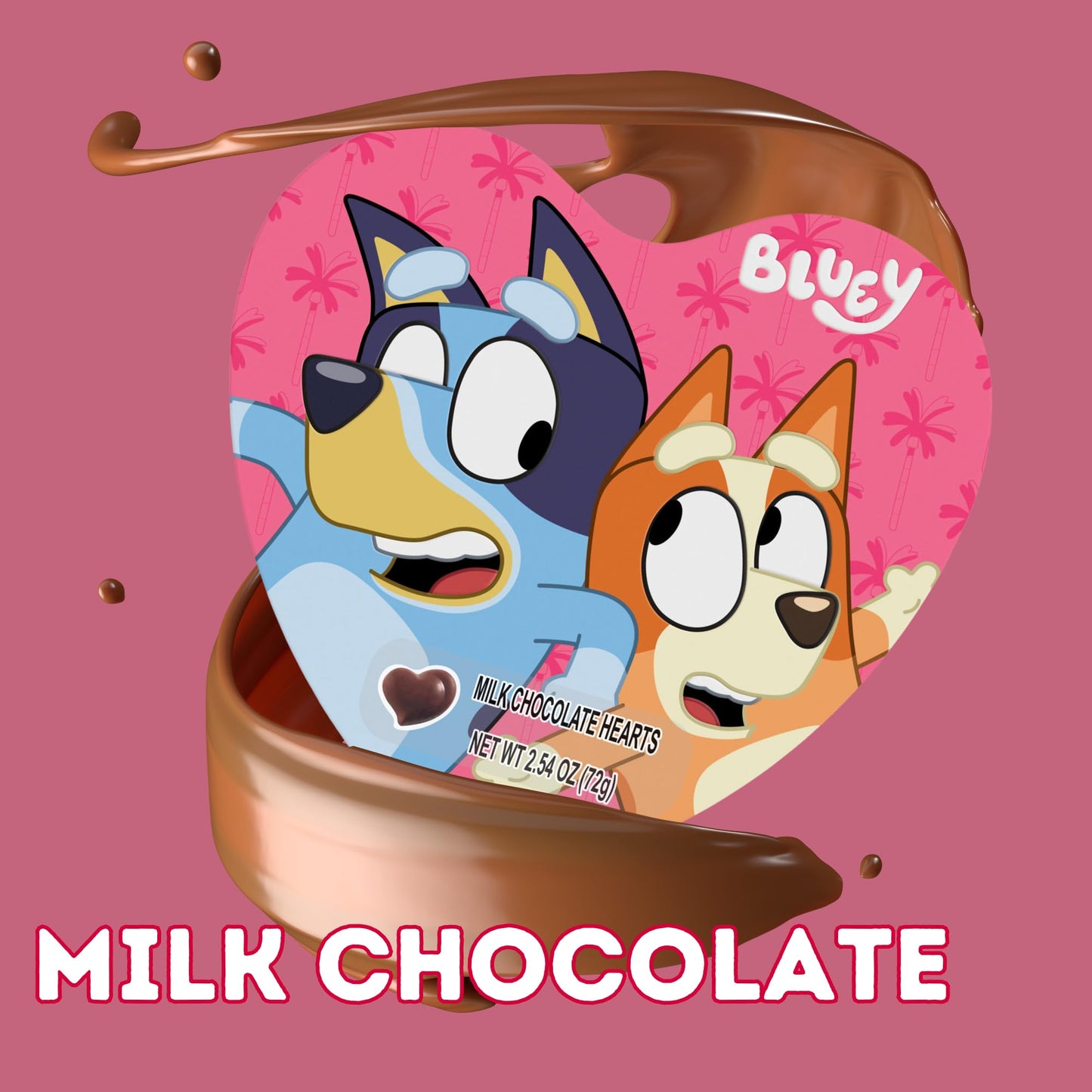 Bluey Valentines Heart Tin, Individually Wrapped Milk Chocolate Hearts with Reusable Container, 2.12 Ounces