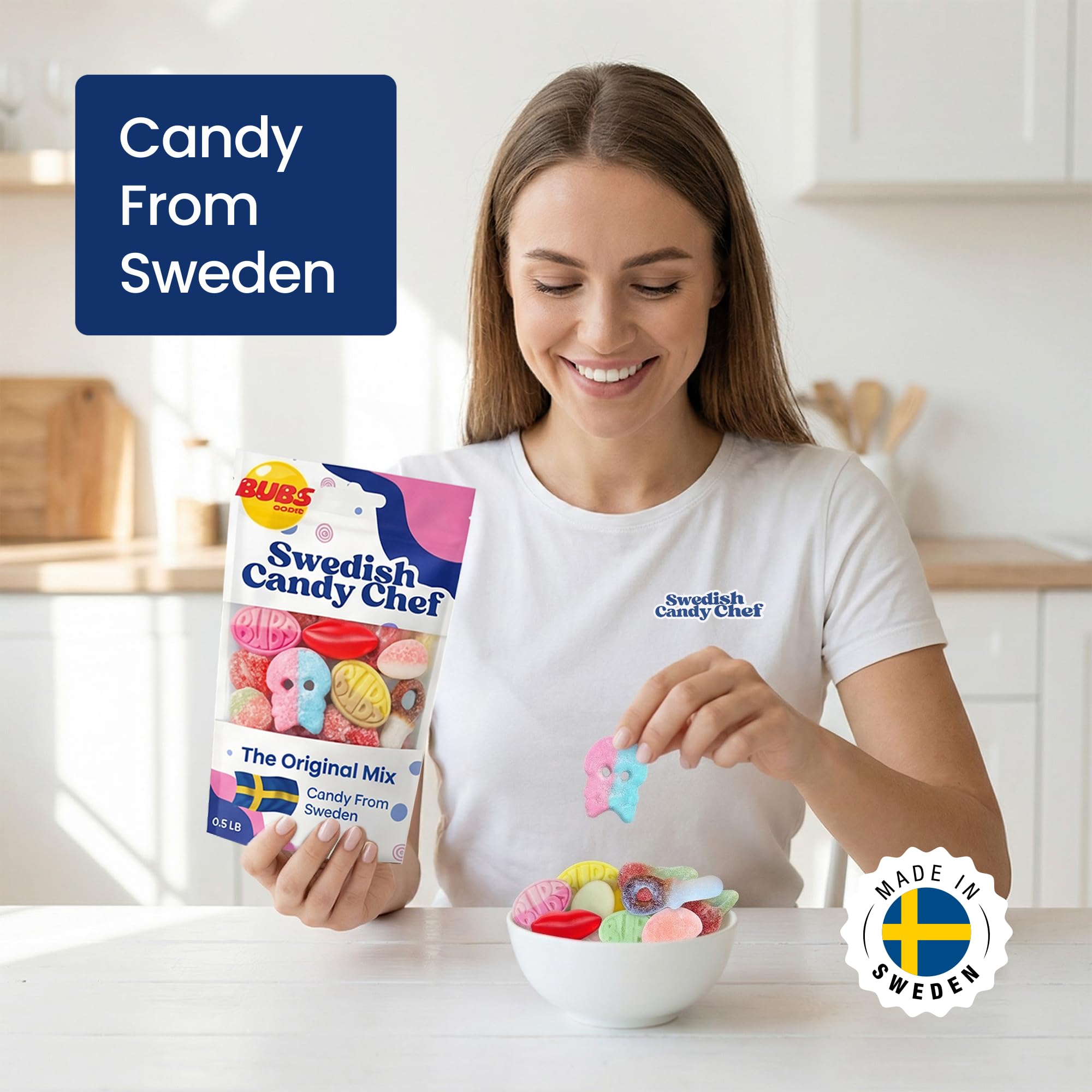 Swedish Candy Chef - Bubs Swedish Candy Mix - Sweet & Sour Gummies - Big Ovals, Skulls & More - 1/2 Pound Assorted Scandinavian Treats Imported from